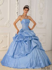 Baby Blue Princess Beading Sweet Sixteen Dresses with Layered Ruffles