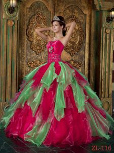 Albany WA Hot Pink and Green for Beading and Ruffles Quince Dress