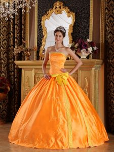 Orange Ball Gown Embroidery Quinceanera Dress Decorated Bowknot