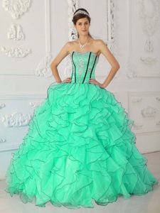 2013 Boning Details for Applique Sweet Sixteen Dresses in Apple Green