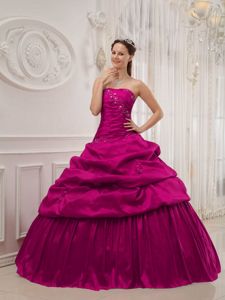 Fuchsia Ball Gown Beaded Ruffles Quince Gown Dresses in Perth WA