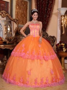 Orange Lace Appliques Quinceanera Gown Dresses in Whyalla SA