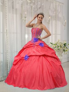 Beading and Boning Details for Flowers 15 Dresses in Watermelon Red