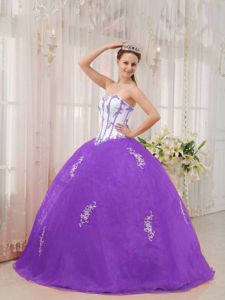 Applique White and Purple Sweetheart Quinceanera Gown in Falkirk