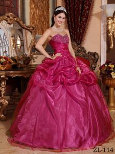 Fuchsia Sweetheart Organza Beaded Quince Dress in Houghton Regis