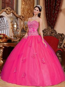 Sweetheart Appliques Tulle Quinceanera Dress in Hot Pink on Sale