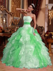 Multi-colored Organza Beaded Sweetheart Quinceanera Dress Ruched