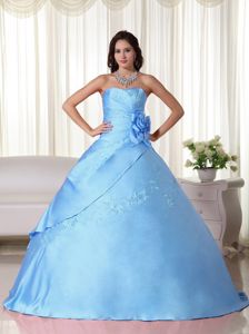 Aqua Blue Taffeta Beaded Ball Gown Quinceanera Dress in Flitwick