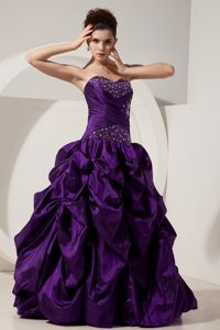 Eggplant Purple Sweetheart Princess Beads Quinces Dress for 2013