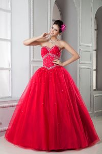 Sweetheart Red Tulle Beaded Sweet 15 Dresses in Earlston Borders