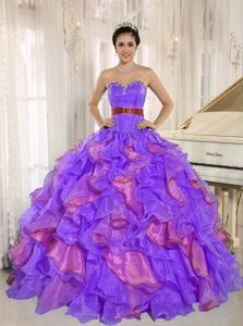 Multi-color Sweetheart Appliques Quinceanera Gown Dress Ruffled