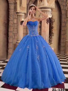 Blue Organza Beading Ball Gown Quinceanera Gowns in Bonn Germany