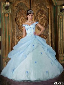 Off The Shoulder Light Blue Quinceanera Dresses with Appliques