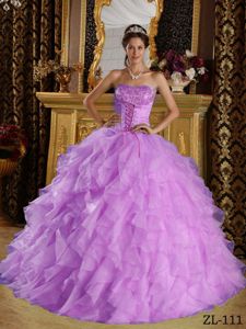Purple Beading Embroidery Sweet Sixteen Quinceanera Gown Ruffled