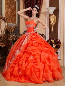 Beading Red Sweetheart Organza Sweet Sixteen Quinceanera Dresses