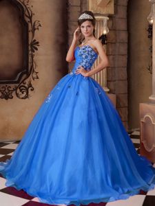 Beaded Blue A-line Sweetheart Organza Quinceanera Dress in Aalen