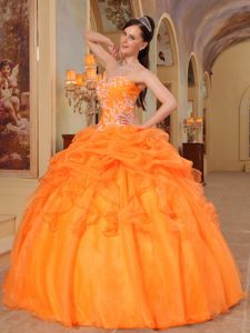 Sweetheart Appliques Accent Quinceanera Gown in Anniston with Pick-ups