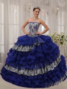 Blue Sweetheart Beading Dress for Quince in Fairfield with Ruffled Layers