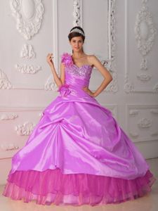 One Shoulder Beadings Quinceanera Gown Dresses in Elba with Hand Flower