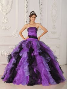 Multi-color Strapless Appliques and Ruffles Quince Dresses in Double Springs