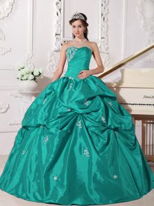 Sweetheart Turquoise Quinceanera Gowns in Cullman Beading Accent