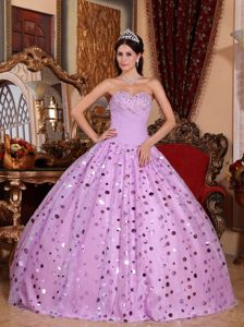 Sweetheart Dress Lavender For Quinceanera in Columbiana Sequins Over