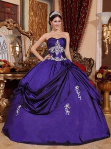 2013 Appliques for Purple Sweetheart Satin Quinces Dresses in Cedar Bluff