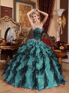 Multi-Color Sweetheart Beads and Ruffles Quinceanera Dress in Bay Minette