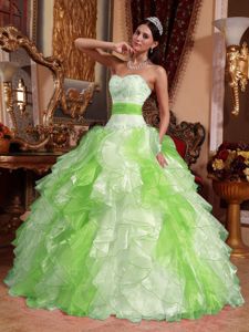 Multi-colored Sweetheart Organza Beading and Ruche Sweet 16 Dresses
