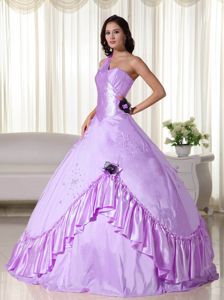 Ball Gown One Shoulder Beading Lavender Quinceanera Gowns in Alpine