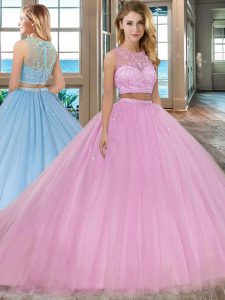 Dynamic Scoop Beading Quinceanera Dress Lilac Zipper Sleeveless With Train Court Train