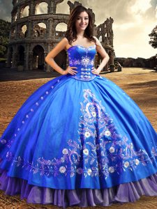 Best One Shoulder Floor Length Ball Gowns Sleeveless Royal Blue Sweet 16 Quinceanera Dress Lace Up