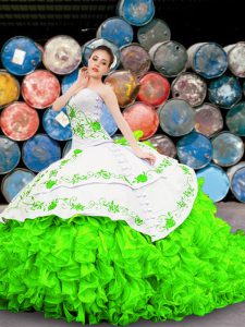 Sleeveless Organza Lace Up 15 Quinceanera Dress for Military Ball and Sweet 16 and Quinceanera