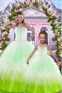 Multi-color Quinceanera Gown Military Ball and Sweet 16 and Quinceanera and For with Beading Sweetheart Sleeveless Lace Up