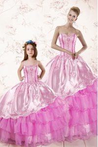Elegant Sleeveless Embroidery and Ruffled Layers Lace Up Sweet 16 Quinceanera Dress