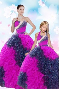 Affordable Multi-color Sweetheart Lace Up Sequins and Pick Ups Quinceanera Gowns Sleeveless