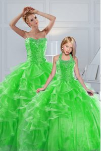 Noble Sweet 16 Dress Military Ball and Sweet 16 and Quinceanera and For with Beading and Ruffled Layers Sweetheart Sleeveless Lace Up