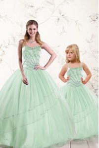 Apple Green Sweetheart Neckline Beading Sweet 16 Dress Sleeveless Lace Up