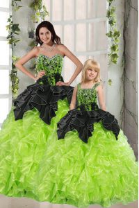 Colorful Green Sweetheart Lace Up Beading and Ruffles Sweet 16 Dress Sleeveless