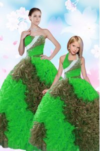 Flirting Sleeveless Taffeta Floor Length Lace Up Sweet 16 Quinceanera Dress in Multi-color with Sequins and Pick Ups