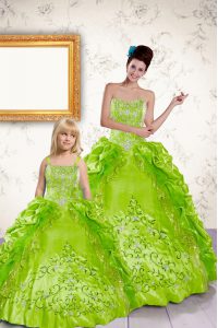 Halter Top Taffeta Sleeveless Floor Length Vestidos de Quinceanera and Beading and Embroidery and Pick Ups