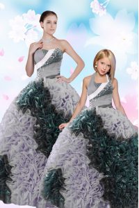 Sequins Pick Ups Sweetheart Sleeveless Lace Up Quinceanera Dress Multi-color Taffeta
