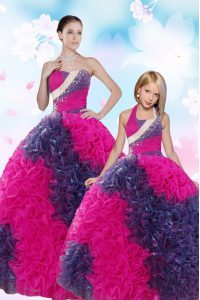 Sequins Pick Ups Floor Length Ball Gowns Sleeveless Multi-color Sweet 16 Dresses Lace Up