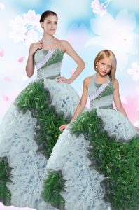 Sleeveless Taffeta Floor Length Lace Up Quinceanera Dresses in Multi-color with Sequins and Pick Ups