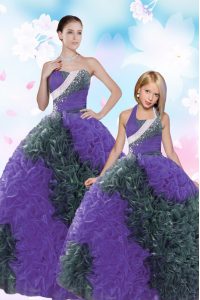 Decent Multi-color Ball Gowns Taffeta Sweetheart Sleeveless Sequins and Pick Ups Floor Length Lace Up Sweet 16 Quinceanera Dress