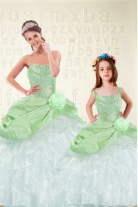 Low Price Ruffled Sleeveless Organza and Taffeta Lace Up Quince Ball Gowns for Military Ball and Sweet 16 and Quinceanera