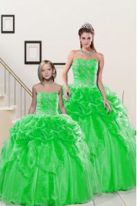Colorful Organza Lace Up Sweet 16 Dresses Sleeveless Floor Length Beading and Pick Ups