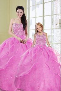 Sequins Sweetheart Sleeveless Lace Up Sweet 16 Quinceanera Dress Lilac Organza