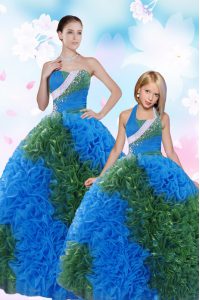 Fantastic Multi-color Sleeveless Sequins and Pick Ups Floor Length Quinceanera Gowns