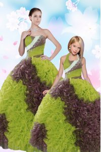 Fantastic Multi-color 15 Quinceanera Dress Military Ball and Sweet 16 and Quinceanera and For with Beading and Sequins Strapless Sleeveless Lace Up